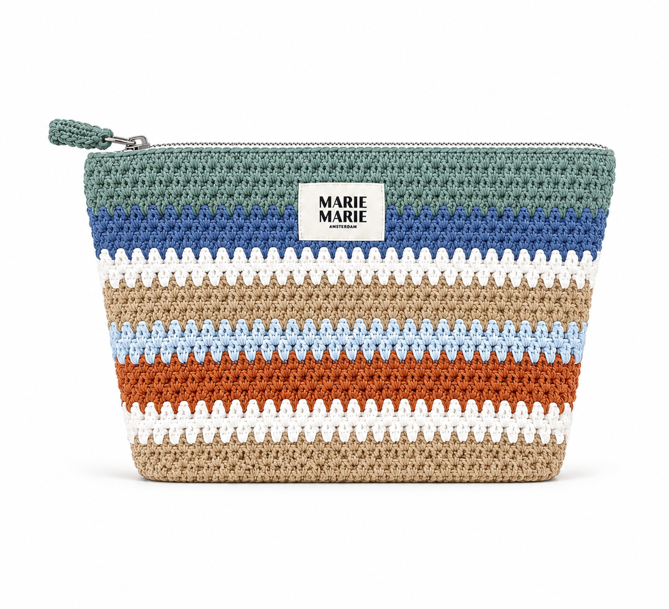 Mollie crochet pouch large — front view striped pattern | MARIE MARIE Amsterdam