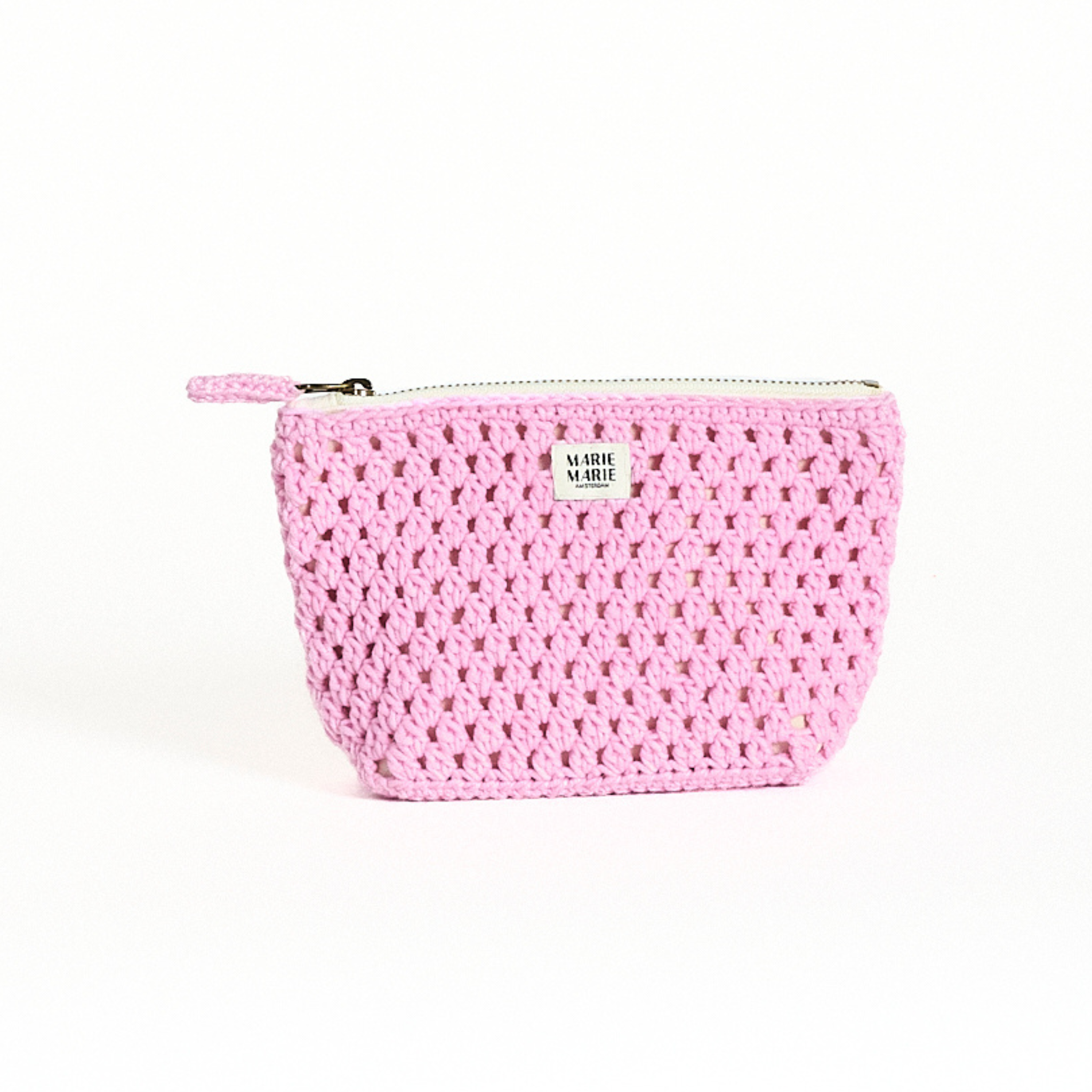 Roze gehaakte buideltas (klein) - Pink Crochet poucht (small)