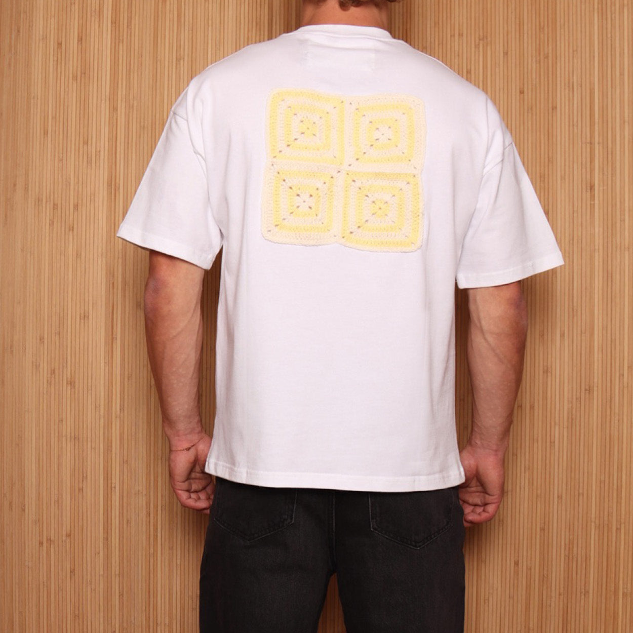 T-shirt crochet square back white