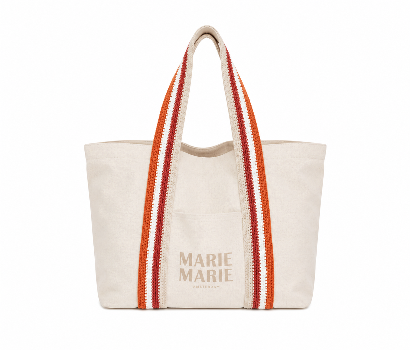 White canvas weekend bag — front view oversized tote | MARIE MARIE Amsterdam